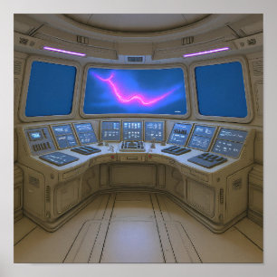 Retro Sci-Fi Cockpit: Pilot's Uplink Console Art Poster