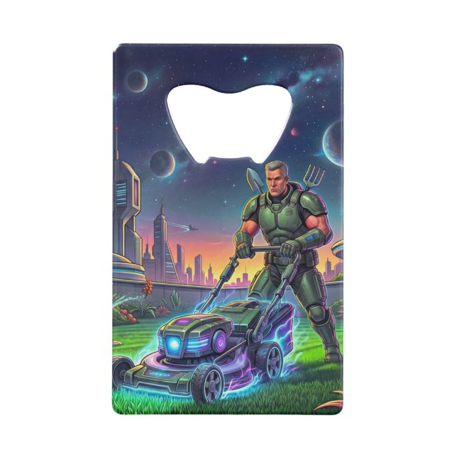 Retro Sci Fi Comic Astronaut Cosmic Lawn Mower (Back)