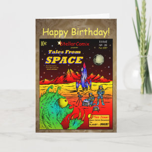 Retro Sci-Fi Comic Book Birthday Card
