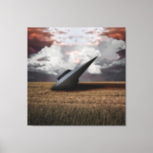 Retro Sci - fi. Crashed UFO Canvas Print