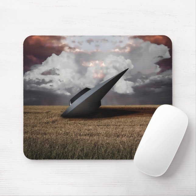 Retro Sci - fi. Crashed UFO Mouse Pad (With Mouse)
