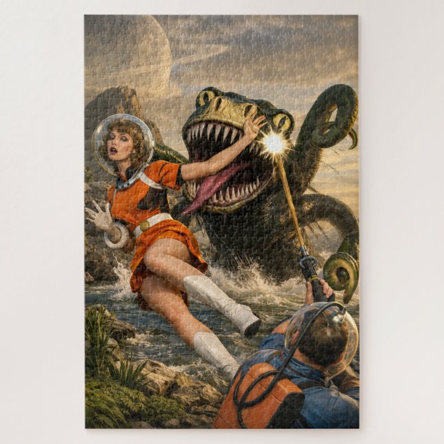 Retro Sci-Fi Fantasy Space Monster Art Jigsaw Puzzle (Vertical)