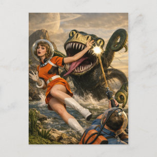 Retro Sci-Fi Fantasy Space Monster Art Postcard