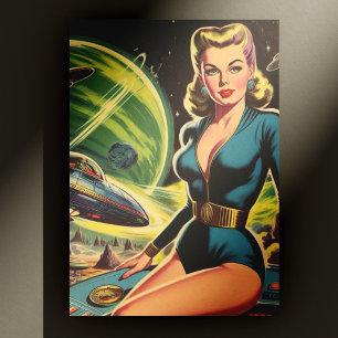 Retro Sci Fi Girl Postcard