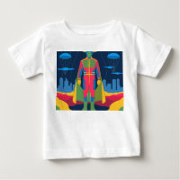 Retro Sci-Fi Hero Over Cityscape