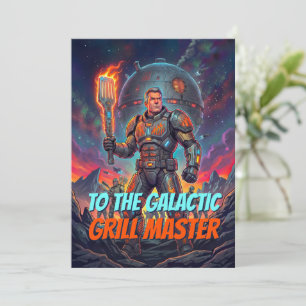 Retro Sci Fi Pop Art Galactic Grill Master Comic Thank You Card