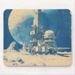 Retro Sci-Fi Space Base Mouse Pad