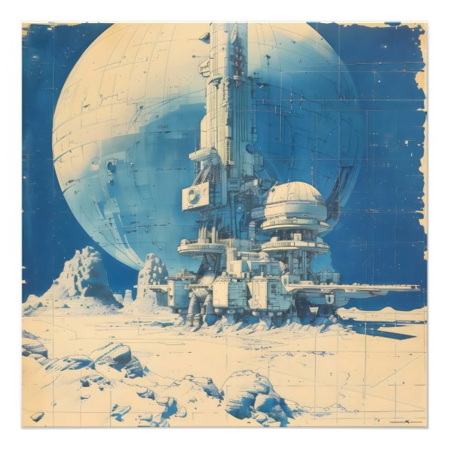 Retro Sci-Fi Space Base Photo Print (Front)