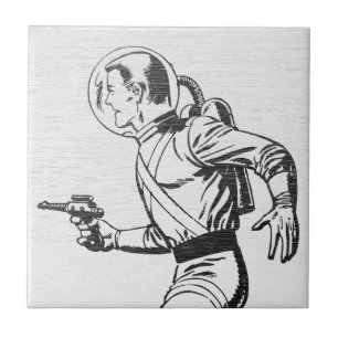Retro Sci-Fi Spaceman Ceramic Tile