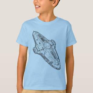 Retro Sci Fi Spaceship Blueprint Art T-Shirt