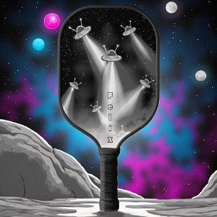 Retro Sci-Fi UFO Invasion Personalised  Pickleball Paddle