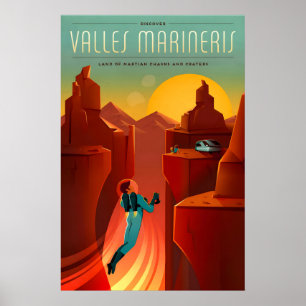 Retro Sci-Fi Valles Marineris Travel Poster