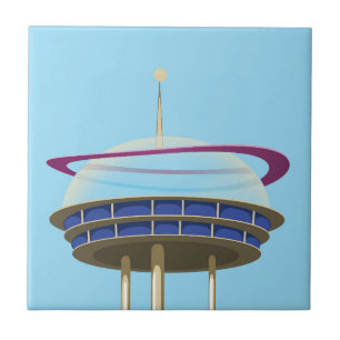 Retro Science fiction skyscraper Ceramic Tile