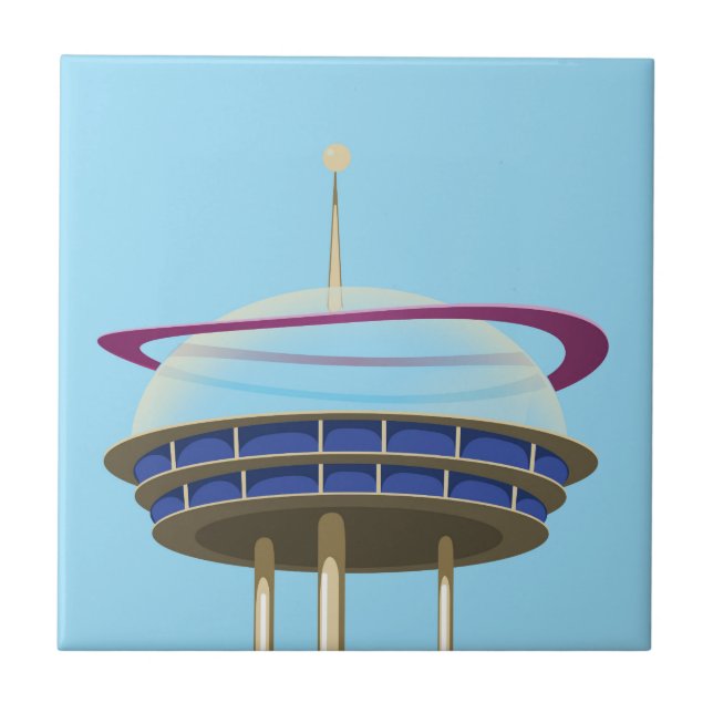 Retro Science fiction skyscraper Ceramic Tile (Front)