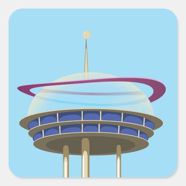 Retro Science fiction skyscraper Square Sticker (Front)
