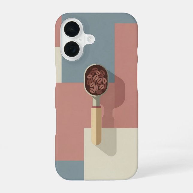 Retro Scoop and Coffee Beans iPhone 16 Case (Back)