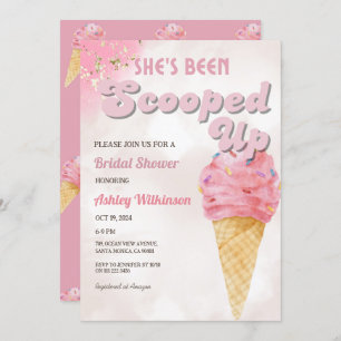 Retro Scooped Up Ice Cream Bridal Shower Blush Invitation