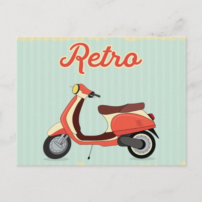 Retro Scooter bike vintage postcard (Front)
