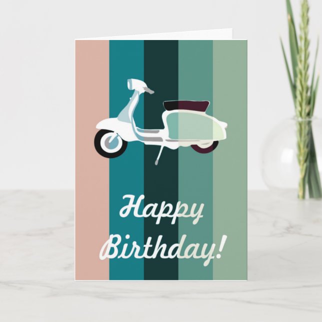 Retro Scooter Birthday Card (Front)