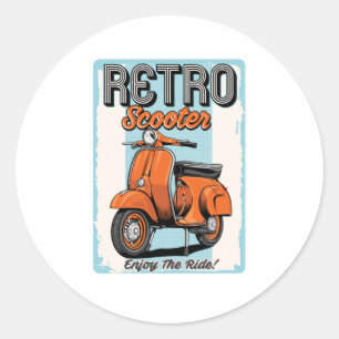 Retro Scooter Classic Round Sticker