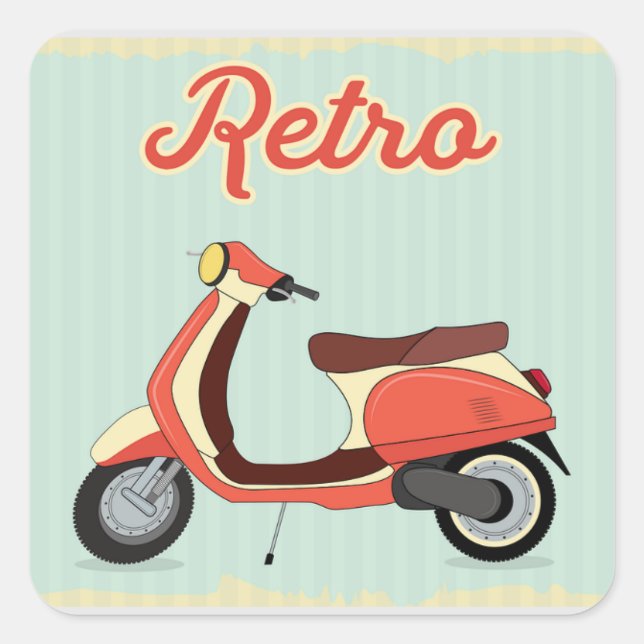 Retro Scooter Design  Square Sticker (Front)