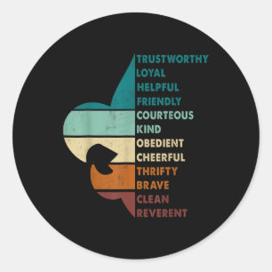 Retro Scouting Law Camp Hiking Vintage Gifts For M Classic Round Sticker