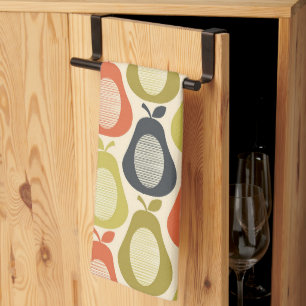 Retro Scribble Pears Pattern Tea Towel