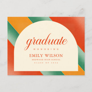 Retro Script Arch Frame Graduation Announcement Postcard