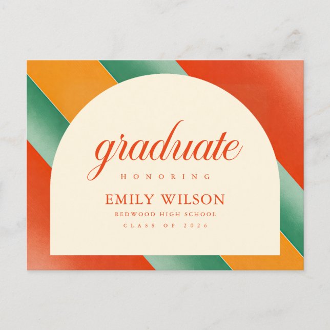 Retro Script Arch Frame Graduation Announcement Postcard (Front)