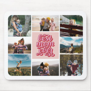 Retro Script Best Mum Ever Photo Collage Mouse Pad