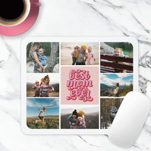 Retro Script Best Mum Ever Photo Collage Mouse Pad
