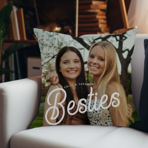 Retro Script Besties Photo Gifts Cushion