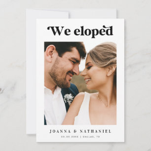 Retro Script Black & White Elopement Announcement