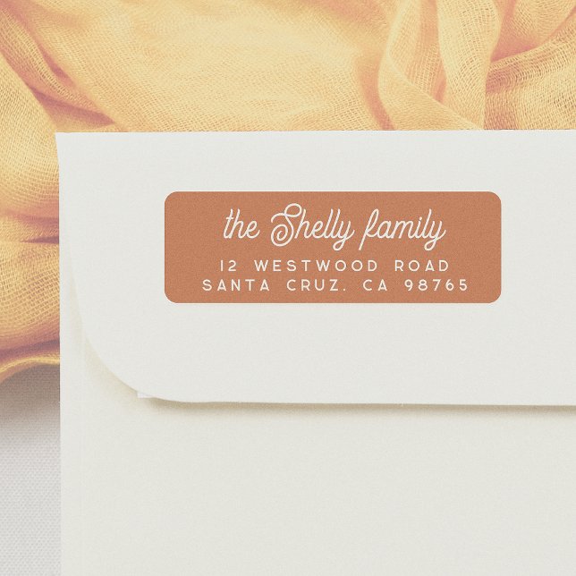 Retro Script Bold Orange Address Return Address Label (Creator Uploaded)