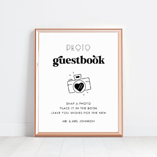 Retro Script Camera Photo Guestbook Wedding Sign