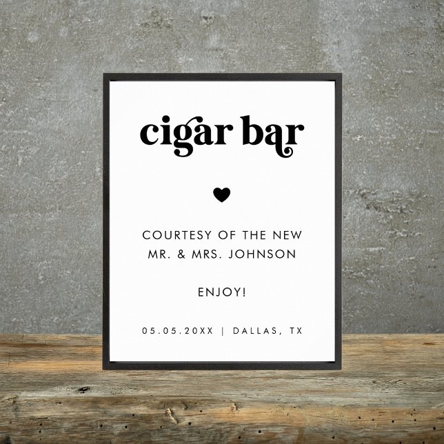 Retro Script Cigar Bar Minimalist Wedding Sign (Creator Uploaded)