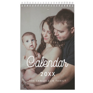 Retro script family calendar 2025
