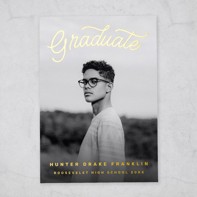 Retro Script Gold Foil Photo Graduation (Creator Uploaded)