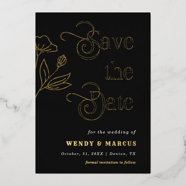 Retro Script Goth Dark Wedding Aesthetic Real (Front)