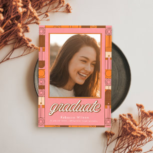 Retro Script Graduate Photo Graduation Invitation Postcard