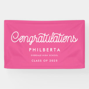 Retro script Graduation party Congratulations Banner