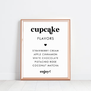 Retro Script Heart Cupcake Flavours Wedding Sign