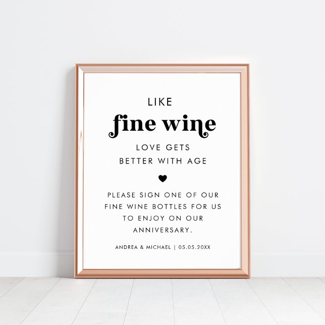 Retro Script Heart Wine Guestbook Wedding Sign     (Creator Uploaded)