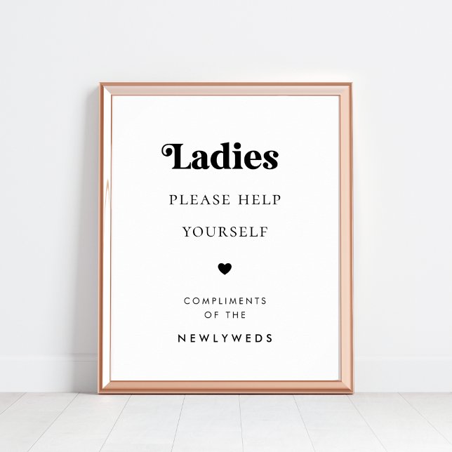 Retro Script Ladies Bathroom Basket Wedding Sign   (Creator Uploaded)