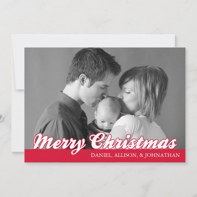 Retro Script Merry Christmas Card (Red) (Front)
