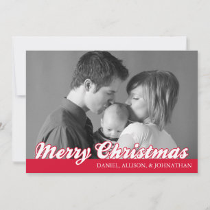 Retro Script Merry Christmas Card (Red)