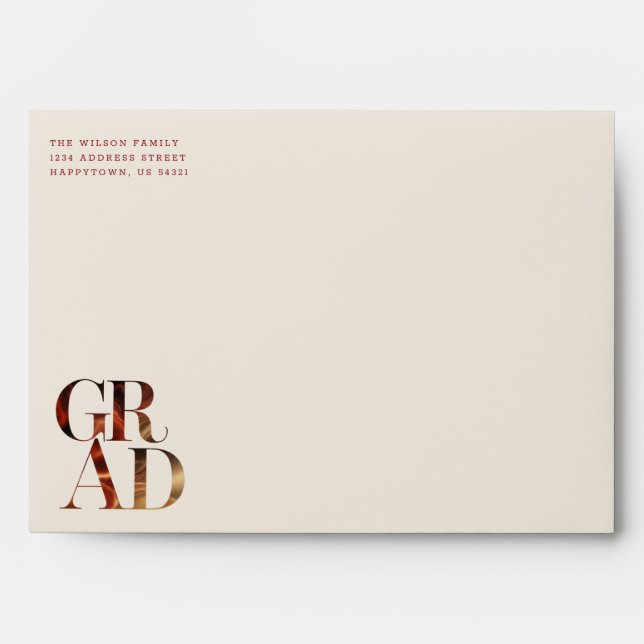 Retro Script Modern Elegant Graduation Envelope (Front)