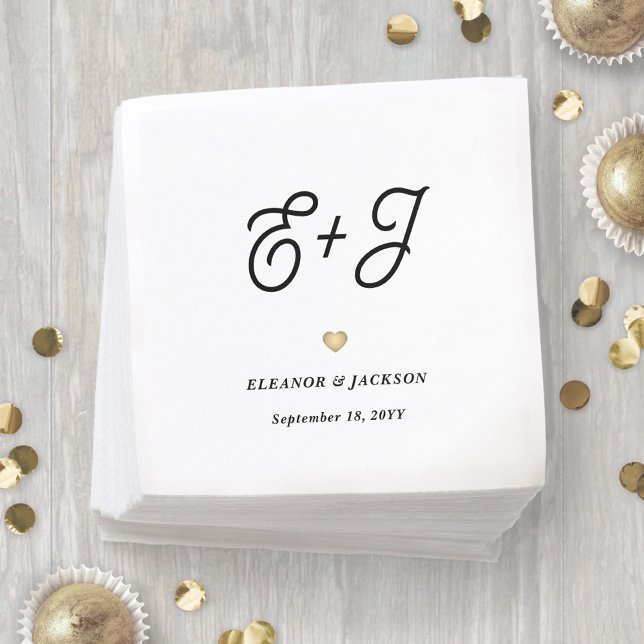 Retro Script Monogram Elegant Minimalist Wedding Napkin (Creator Uploaded)