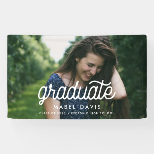 Retro script Photo graduation celebration Graduate Banner