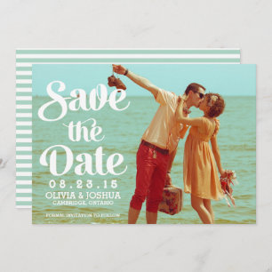 Retro Script Photo Save the Date Announcement